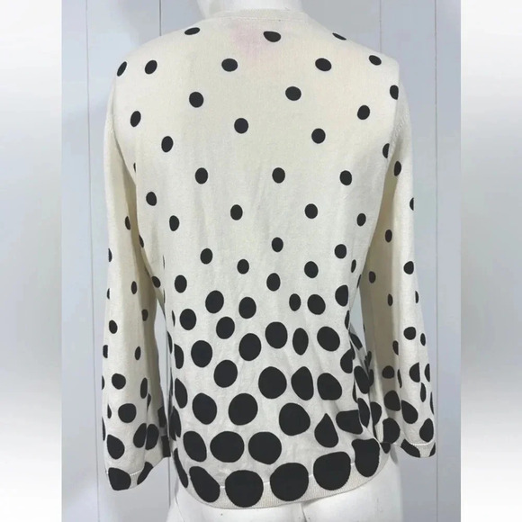 Talbots Oprah Magazine Collection Black Ivory Polka Dots Cardigan Sz S P… - Picture 3 of 6